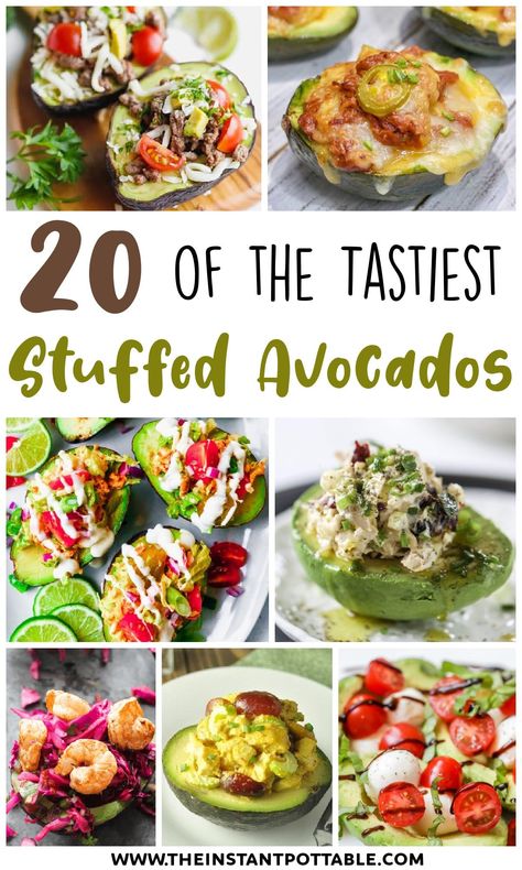 These are the best stuffed avocado recipes around. With so many flavors and options you'll be in avocado heaven. A Present Stuffed Avocados, Stuffed Avocado Recipes Healthy, Baked Avocado Recipes, Avacado Snacks, Fried Stuffed Avocado, Avacacado Recipes, Avocado Baking Recipes, Stuffed Avocado Recipes, Avocado Recipes Easy