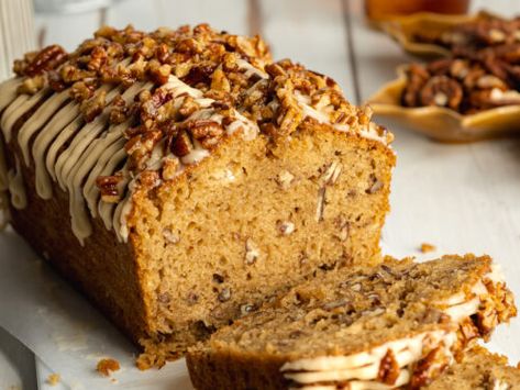 Easy Maple Pecan Bread Candied Pecans Easy, Pecan Loaf, Date And Walnut Loaf, Date And Walnut, Vegan Greek Yogurt, Date And Walnut Cake, Banana Pecan Bread, Pecan Bread, Quick Bread Recipes Easy