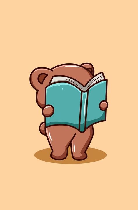 Cartoon Characters Reading Books, Reading Cartoon Aesthetic, Book Cartoon Aesthetic, Book Lover Pfp, Cartoon Reading Book, Cartoons Reading Books, Reading Character, Teddy Bear Doodle, Bookmark Crochet Tutorial