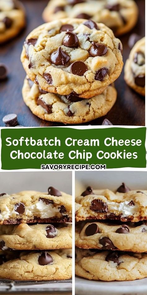 Want to impress your friends with the best chocolate chip cookies? This Softbatch Cream Cheese Chocolate Chip Cookies Recipe is your secret weapon! With a unique twist on a classic favorite, these cookies will leave everyone wanting more. Save this recipe for all your Dessert Recipes cravings! Chocolate Chip Cookies With Cream Cheese, Chocolate Chip Cream Cheese Cookies, Cream Cheese Cookies Recipes, Softbatch Cream Cheese Chocolate Chip, Cream Cheese Chocolate Chip, Cream Cheese Chocolate Chip Cookies, Cream Cheese Cookie Recipe, Cookies With Cream Cheese, The Best Chocolate Chip Cookies