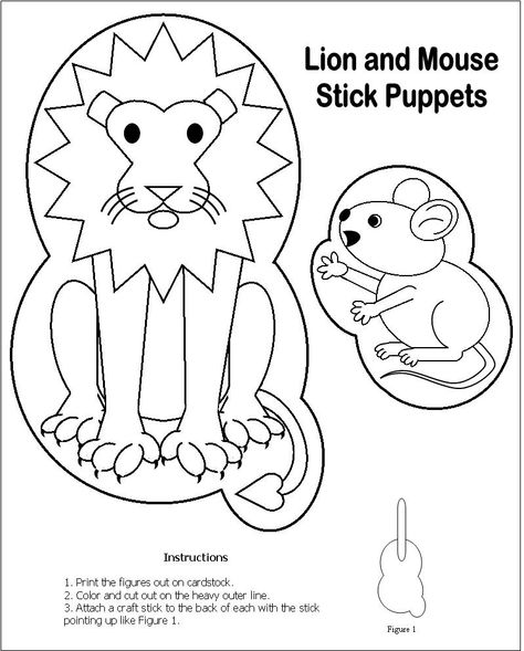 Lion and mouse stick puppet Lion And The Mouse Craft Preschool, Lion And Mouse Craft, Lion And Mouse Story Puppets, Lion And The Mouse Craft, The Lion And The Mouse Activities Preschool, The Lion And The Mouse Craft, The Lion And The Mouse Activities, Recycled Wind Chimes, Lion And Mouse