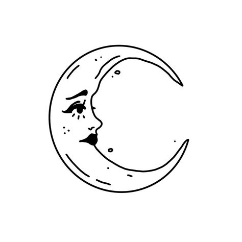 Crescent Moon Face Drawing, Minimal Cute Tattoo, Hand Moon Tattoo, Moon Tattoo Minimalist, Fine Line Moon Tattoo, Art Flash Tattoo, Venus Tattoo, Promise Tattoo, Tattoos Hand