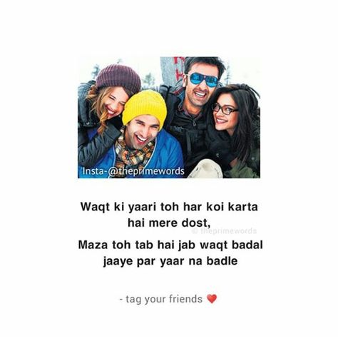 Dosti Captions In Hindi, Yjhd Quotes Friendship, Yjhd Quotes, Cute Friendship Quotes, True Friends Quotes, Movie Dialogues, Bollywood Quotes, Cute Friendship, Classy Quotes