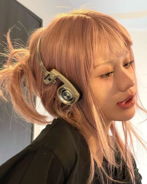 Pink Hair, A Woman, Headphones, Hair, Pink