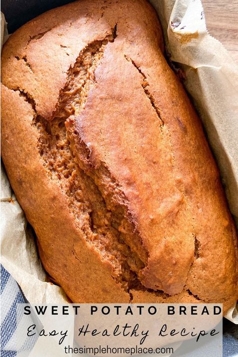 Are you looking for a delicious and healthy quick bread recipe? This sweet potato bread combines delicious sweet potato and is sweetened with honey instead of refined sugar. Follow the link for this easy and delicious recipe! #sweetpotatobread #quickbread #norefinedsugar #refinedsugarfree Sweet Potato Oatmeal Bread, Sweet Potato Pumpkin Bread, Pumpkin Sweet Potato Recipes, Sweet Potato Bread Vegan, Sweet Potato Bread Healthy, Sweet Potato Sourdough Bread, Sweet Potato Puree Recipes, Vegan Sweet Potato Bread, Healthy Sweet Potato Bread