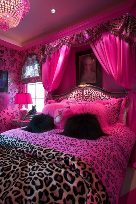 #homedecor #home #bedroom Hot Pink Bedroom, Mcbling Room, Hot Pink Furniture, 2000s Bedroom, Hot Pink Room, Minimalist Decor Ideas, 2000s Room, Pink Bedroom Walls, Y2k Room