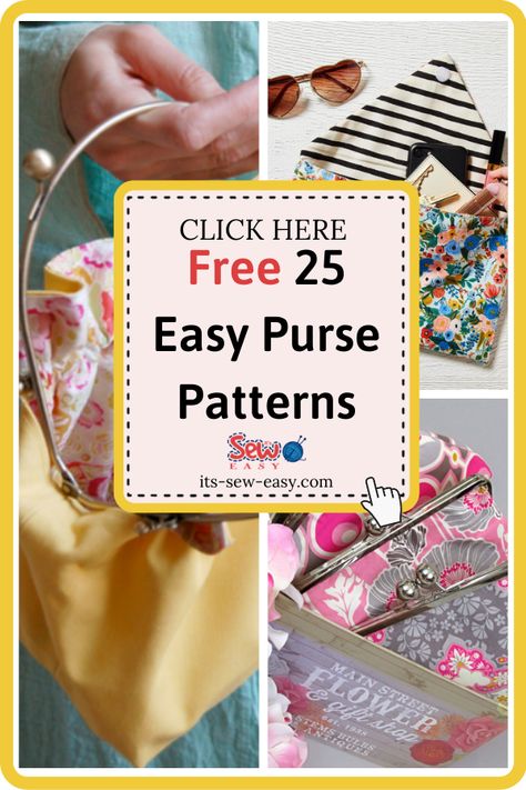 Purse Free Pattern Sewing, Free Bag Patterns To Sew Handbags, Small Purse Pattern Free, Easy Diy Purse, How To Make A Purse, Sewing Purses Patterns Free, Clasp Purse Pattern, Free Purse Patterns To Sew, Diy Purse Patterns Free