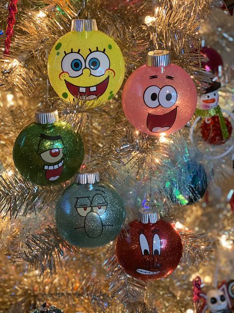 Spongebob Christmas Tree, Spongebob Ornaments, Spongebob Squidward Patrick, Mr Krabs And Plankton, Vinyl Christmas Ornaments, Spongebob Christmas, Christmas Glitter Ornaments, Spongebob Squidward, Clear Christmas Ornaments