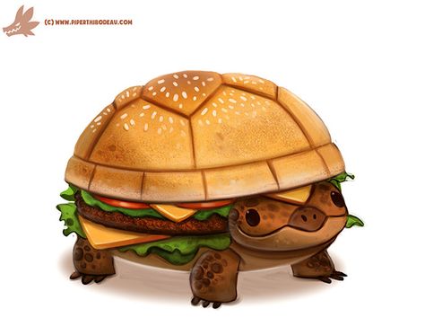 Daily Paint #1098. Turtle Burger, Piper Thibodeau on ArtStation at https://www.artstation.com/artwork/2Lwqv Turtle Burger, Piper Thibodeau, A Drawing, Tortoise, Deviantart, Paint