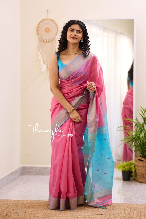 Marvel Maheshwari Thenmozhi Designs, Pink Cotton Saree, Handloom Cotton Saree, Dress Saree, Saree Sale, Samantha Photos, Trendy Blouse, Silk Cotton Sarees, Trendy Blouse Designs