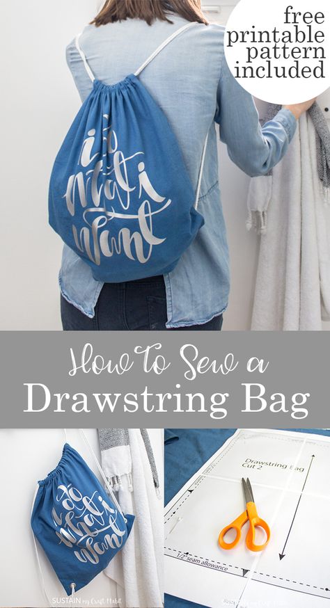 Drawstring Bag Size Chart, How To Sew A Drawstring Backpack, Easy Drawstring Backpack Tutorial, Drawstring Bag Tutorials Backpacks, Drawstring Bag Diy Pattern, Drawstring Bags Pattern, Draw String Backpack Pattern Free, How To Make A Drawstring Bag, Handmade Bags Diy How To Make