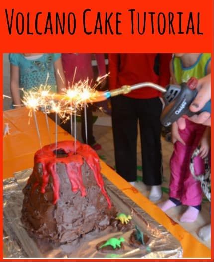 Make A Volcano, Making A Volcano, Birthday Sparklers, Volcano Cake, Cake Sparklers, Make A Dinosaur, Floor Is Lava, Dinosaur Birthday Cakes, The Floor Is Lava