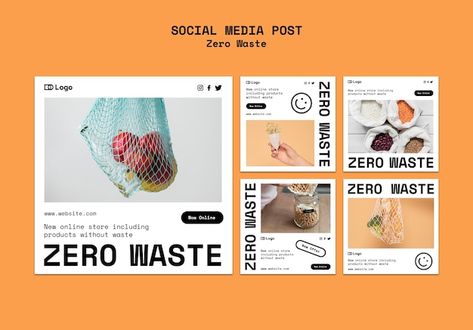 Social Layout Design, Social Media Typography Design, Clean Social Media Design, Simple Social Media Design, Food Social Media Design, Food Social Media Post Design, Zero Waste Design, Kids Social Media, Instagram Branding Design