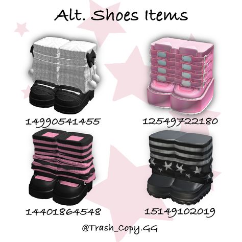 Roblox Black Shoes Code, Roblox Codes Pink, Roblox Shoes Codes, Outfit Roblox Code, Roblox Shoes, Roblox Items, Boots Code, Code Clothes, Alternative Shoes