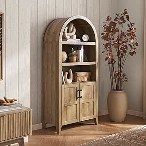 Arched Bookshelf, Arched Bookcase, Kitchen Oak, Arched Cabinet, Bookcase With Doors, Wooden Storage Cabinet, Kitchen Pantry Cabinets, Storage Kitchen, Living Room Cabinets