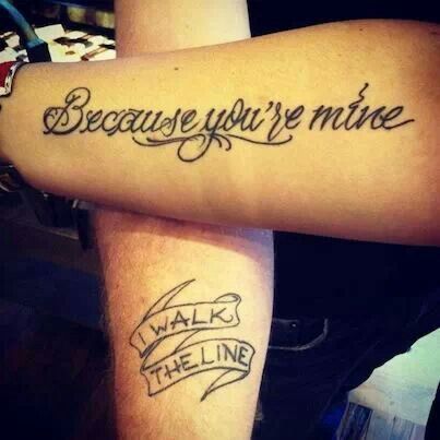 Very cool Country Couple Tattoos, Johnny Cash Tattoo, Music Lover Tattoo, Couple Tats, Rockabilly Tattoos, Him And Her Tattoos, Couple Tattoos Love, Tattoos Unique Meaningful, I Walk The Line