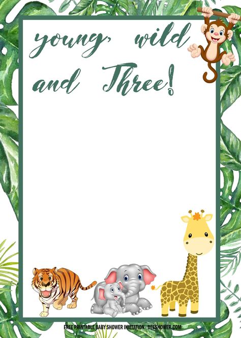 Cool FREE Young Wild and Three Invitation Templates - Safari theme #free #freeinvitation2019 #birthday #disney #invitations #invitationtemplates Wild And Three Birthday Invitations, Safari Theme Invitation Template, Safari Invitation Template Free Editable, Two Wild Invitation Template, Wild One Invitation Template Free, Small Birthday Parties, Third Birthday Invitations, Safari Invitations, Free Printable Baby Shower Invitations