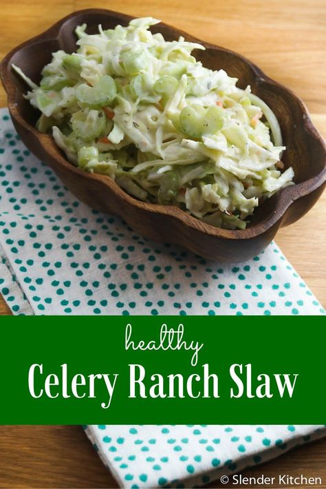 Yesterday I shared this quick and easy Buffalo Chicken Sloppy Joes recipe and today I wanted to share the celery ranch slaw that I make as the perfect side or sandwich topping. It's crunchy, crispy,... Chicken Sloppy Joe Recipe, Celery Recipes, Slender Kitchen, Fat Loss Foods, Sloppy Joes Recipe, Vegetarian Recipes Easy, Healthy Eating Recipes, Easy Vegetarian, Healthy Side Dishes