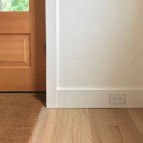 Baseboard Guide - Select, Buy and Install the Right Baseboard | Angelbau Tall Baseboards, Modern Baseboards, Veneer Flooring, White Baseboards, Wood Baseboard, Glass Partition Wall, Baseboard Trim, Frameless Door, Modern Remodel