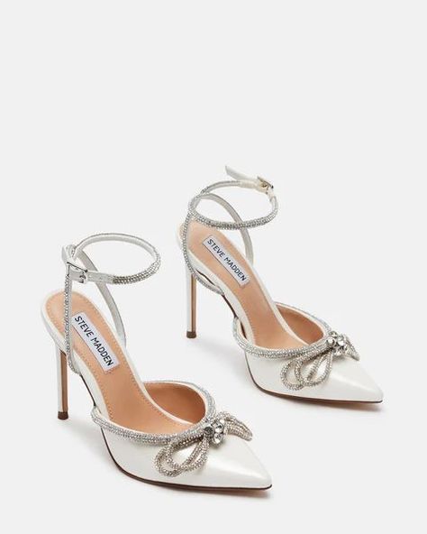 VIABLE OFF-WHITE | Steve Madden (US) Graduation Heels, White Stilettos, Steve Madden Pumps, Steve Madden Store, Steve Madden Heels, Bow Heels, White Pumps, White Heels, Bow Design