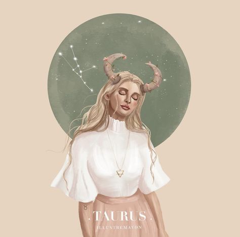 Taurus Zodiac Sign by Illustrayon Taurus Colors, Taurus Illustration, Taurus Art, Zodiac Sign Fashion, Taurus Zodiac Sign, Element Earth, Pose Yoga, Zodiac Art, Taurus Zodiac