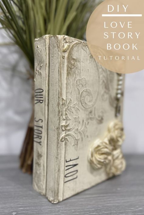 Looking for the perfect engagement gift, wedding gift, anniversary gift then these DIY romantic shabby chic painted books are the answer. This step by step video tutorial guides you to create incredible home decor books that can be personalized with last names, wedding dates, anniversary years. Use DIY chalk style paint with farmhouse style stenciled lettering to create your one of a kind vintage inspired book decor. #bookmakeover #homedecor #shabbychicbooks #perfectgiftidea Diy Vintage Books, Iod Molds, Anniversary Years, Raised Stencil, Diy Old Books, Home Decor Books, Vintage Book Decor, Orchard Design, Wedding Dates