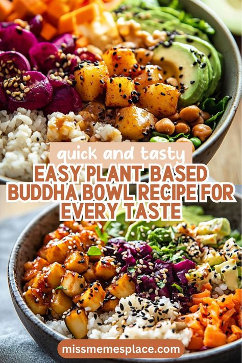 Discover how simple it is to create a filling Plant-Based Buddha Bowl that caters to all tastes! This customizable recipe features a base of fluffy quinoa topped with an assortment of roasted veggies, crunchy chickpeas, and creamy avocado. Add your favorite dressing for a flavor explosion that elevates this nutritious meal. Whether you are a seasoned vegan or just exploring plant-based options, this colorful veggie bowl is a delightful way to nourish your body while satisfying your cravings. Roasted Veggie Buddha Bowl, Vegetarian Buddha Bowl Recipes, Buddha Bowl Recipe, Fluffy Quinoa, Vegan Greek, Crunchy Chickpeas, Buddha Bowls Recipe, Quinoa Bowls, Whole Food Plant Based Recipes