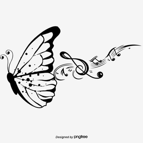 Music Butterfly, Music Border, Free Printable Clip Art, Clipart Butterfly, Drawing Music, Music Drawing, Fly Drawing, Music Clipart, Butterfly Music