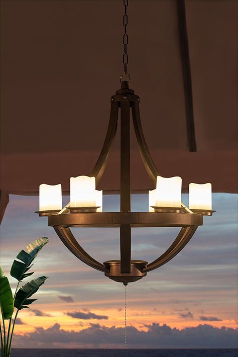 Sunjoy L-CH729PPS Francis Plastic Hanging LED Chandelier-Battery Operated Deck Chandelier Patio, Outdoor Porch Chandelier, Patio Lighting Ideas Outdoor Diy, Patio Chandelier Outdoor, Porch Chandelier Outdoor, Front Porch Chandelier Outdoor, Outdoor Chandelier Porch, Outdoor Chandelier Ideas, Modern Patio Lighting