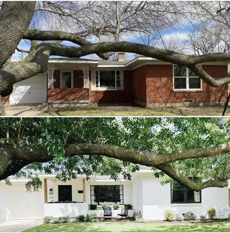 70s Brick Home Exterior Makeover, Old Home Exterior Remodel, 70s Facade Makeover, Brick House Transformation, Coastal Shack, Waiheke House, Exterior Transformations, Exterior House Options, Bungalow Makeover