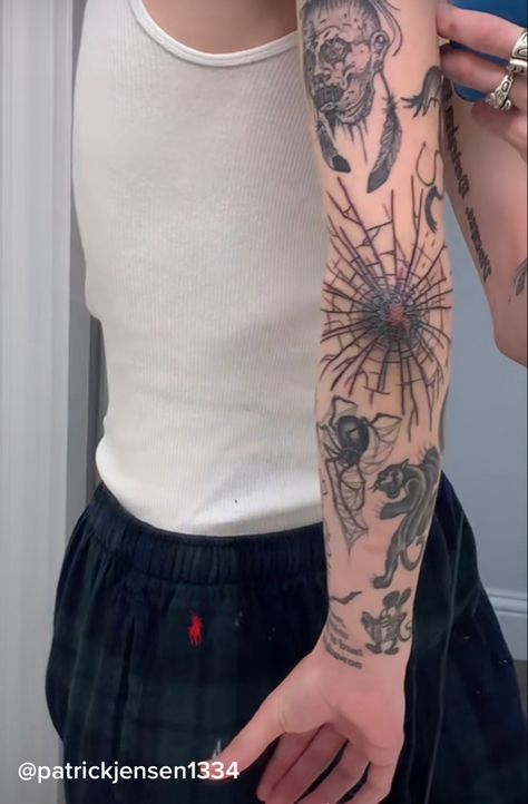 patrickjensen1334 on tiktok Broken Glass Elbow Tat, Shattered Glass Elbow Tattoo, Dark Feminine Tattoos, Feminine Tattoo Ideas, Dna Tattoo, Feminine Skull Tattoos, Small Chest Tattoos, Elbow Tattoo, Feminine Tattoo Sleeves