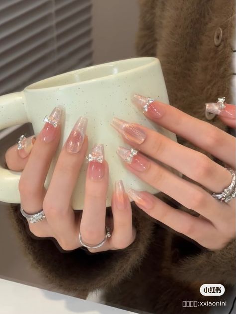 Light Pink Aesthetic, Nails Coquette, Unique Nail Art, Aesthetic Nail, Beauty Hacks Nails, Asian Nails, Hippie Nails, Nice Nails, Nail Box