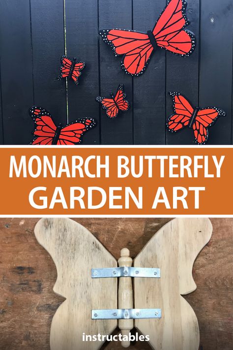 Wooden Butterfly Diy, Butterfly Yard Art, Butterfly Yard Decor, Wooden Butterfly Crafts, Summer Wood Crafts Diy, Wooden Dragonfly Yard Art, Garden Crafts Diy Yard Art Wood, Butterfly Wood Crafts, Wooden Yard Decor