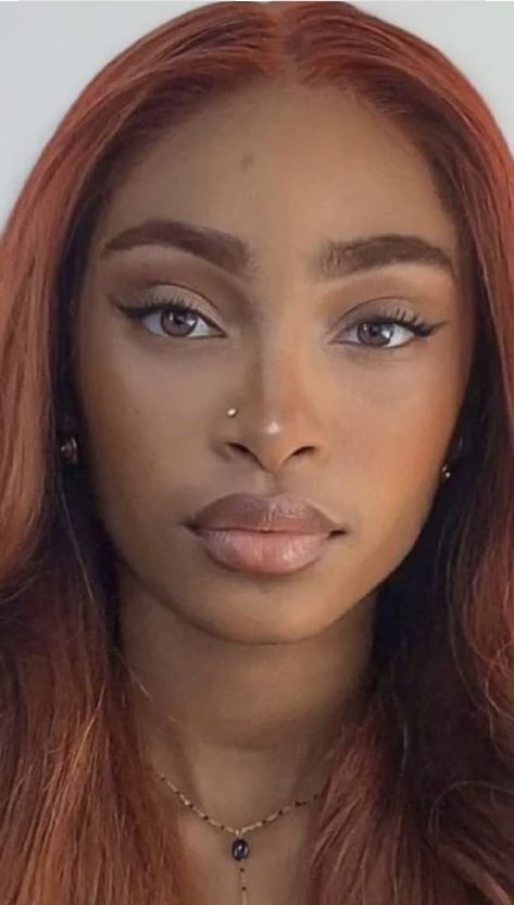 Light Brown Eyebrows Black Women, Ginger Brows On Black Women, Ginger Hair And Eyebrows Black Women, Brown Eyebrows Black Women, Dyed Eyebrows Black Women, Ginger Eyebrows Black Women, Auburn Eyebrows, Eyebrow Aesthetic, Dyed Eyebrows