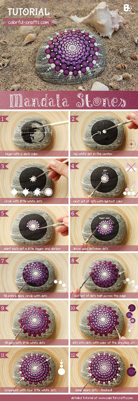 How To Paint Mandala Stones Art Pierre, Beautiful Mandala, Stones Diy, Mandala Rocks, Pouring Painting, Paint Rock, Mandala Stones, Color Crafts, Stone Crafts