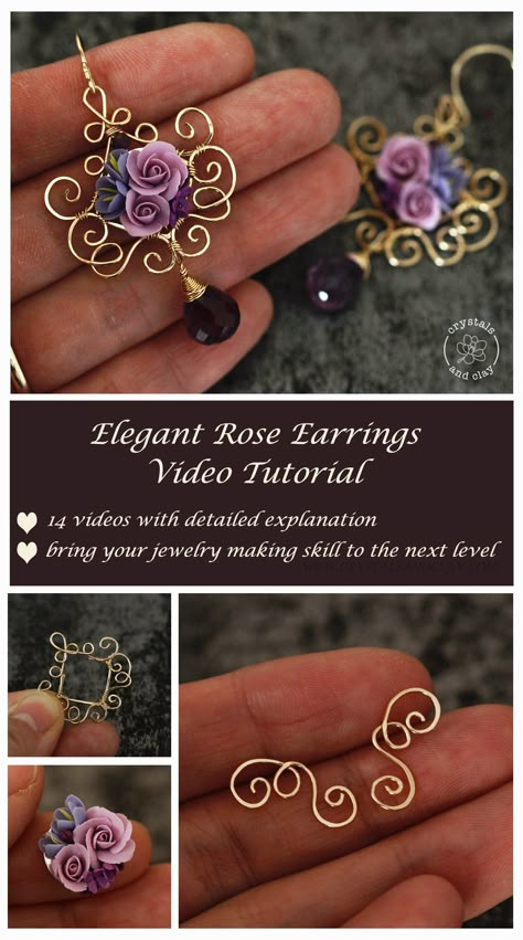 Wire Clasps, Earring Video, Wrapping Tutorial, Diy Wire Earrings, Sculpture Ideas, Diy Wire Jewelry, Clay Jewelry Diy, Handmade Wire Jewelry, Wire Wrapped Earrings