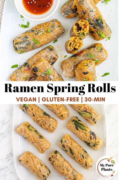 Different Spring Roll Recipes, Unique Spring Rolls, Ramen Noodle Spring Rolls, Ramen Rice Paper Rolls, Ramen Spring Rolls, Mushroom Spring Rolls, Spring Rolls Vegetarian, Spring Rolls Recipe Shrimp, Wood Ear Mushroom