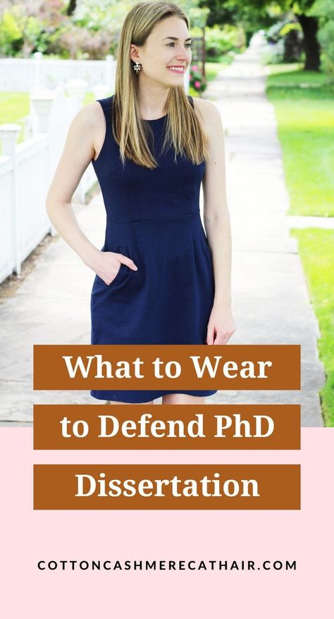 Are you ready to defend your PhD dissertation? Congratulations! After years of hard work, you're almost done! This blog post goes into detail about what PhD scientist and Boise style blogger Kimi of Cotton Cashmere Cat Hair wore to her own PhD dissertation. Grad School Outfit, School Outfit Inspiration, Dissertation Defense, Phd Dissertation, Student Style, Grad Student, Grad School, Hair Wear, Professional Dresses