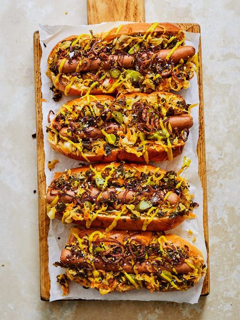 Bonfire Night Food, Burger Wraps, Vegan Hot Dog, Roast Dinners, Caramelised Onions, Sausage Rolls Recipe, Fakeaway Recipes, Toad In The Hole, Pork Schnitzel