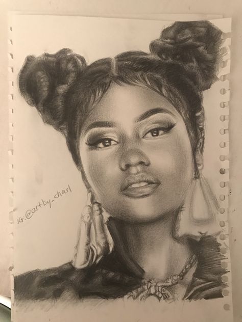 Nicki Minaj Portrait Reference, Nicki Minaj Drawing Pencil, Nicki Minaj Sketch, Nicki Drawing, Rappers Drawing, Celeb Drawings, Drawing Celebrities, Nicki Minaj Drawing, Rihanna Drawing