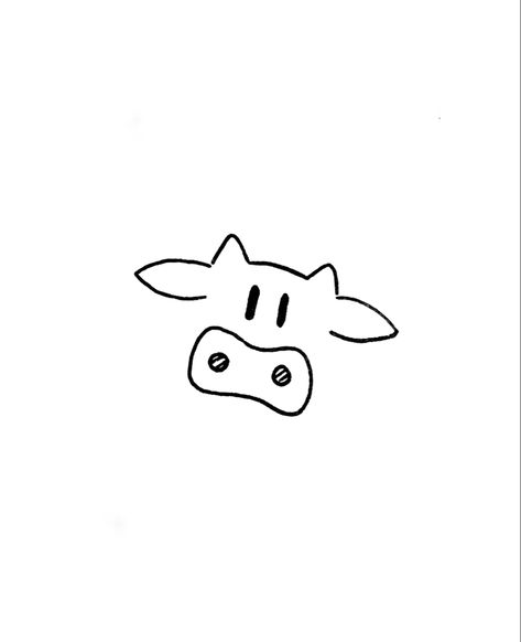 Easy Sticker Drawing, Cow Doodle Tattoo, Simple Cow Doodle, Country Doodles Easy, Simple Triceratops Tattoo, Fluffy Cow Drawing Easy, Simple Western Drawing Ideas, Easy Tiny Drawings, Western Doodles Easy