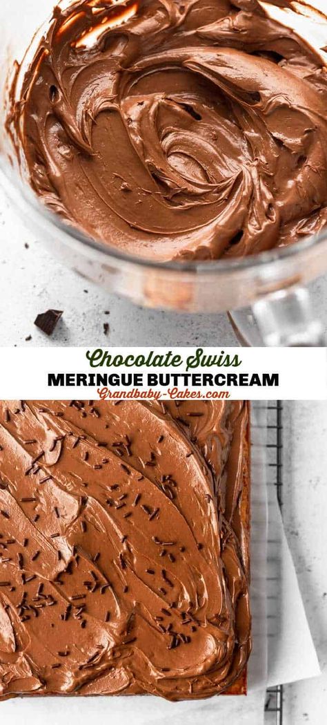 Chocolate Swiss Meringue Buttercream Chocolate Ermine Frosting, Buttercream Chocolate Frosting, Best Chocolate Buttercream, Dessert List, Chocolate Buttercream Recipe, Chocolate Swiss Meringue Buttercream, Delish Cakes, Grandbaby Cakes, Buttercream Chocolate