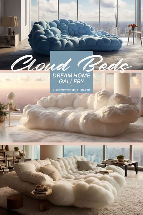 When it comes to home decor, finding the perfect balance of comfort and style is essential. In recent years, a trend that has caught the attention of interior design enthusiasts is the cloud-shaped sofa. This whimsical and unique furniture piece offers more than just visual appeal. Cloud Like Sofa, Cloud Interior Design, Fuzzy Furniture, Cloud Sofas, Fluffy Couch, Cloud Bedroom, Cloud Bed, Sofa Cloud, Long Couch