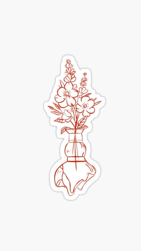 Broken Vase, Cover Up Tattoo, Line Sticker, Fine Line, Flower Vase, Buy Vintage, I Tattoo, Flower Vases, Flower Tattoo