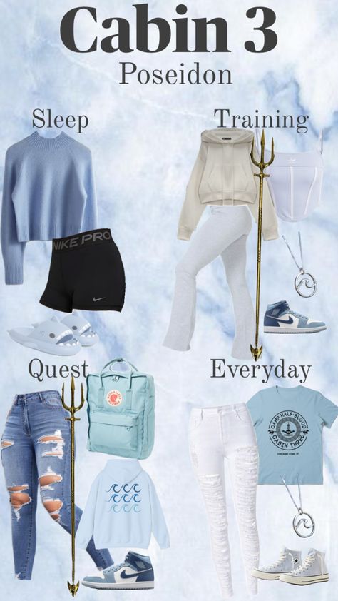 #cabin3 #posiedon #outfit #percyjackson Poseidon Percy Jackson, Poseidon Aesthetic, Cabin Outfit, Cute Friend Poses, Percy Jackson Cabins, Percy Jackson Outfits, Daughter Of Poseidon, Fandom Fashion, Fandom Outfits