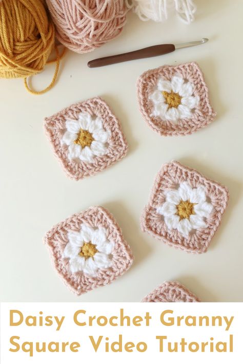 Granny Square Crochet Tutorial, Square Crochet Tutorial, Melanie Ham, Crochet Flower Granny Square Pattern, Sac Granny Square, Daisy Granny Square, Crochet Granny Square Tutorial, Crochet Flower Squares, Simple Video