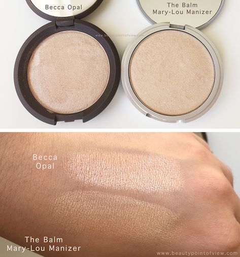 Becca Opal vs Mary-Lou Manizer Becca Liquid Highlighter, Mary Lou Manizer, Becca Highlighter, About Today, Blush Highlighter, Makeup Swatches, Makeup Obsession, Highlighter Makeup, Contouring And Highlighting