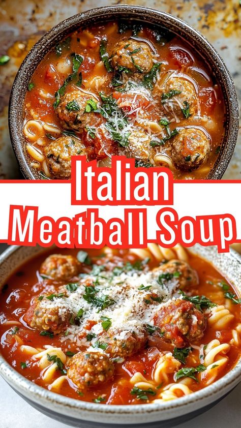 Italian Meatball Soup Meatball Spaghetti Soup, Italian Meatballs Soup, Meatball Italian Soup, Soup With Meatballs Recipe, Meat Ball Stew Recipe, Easy Italian Meatball Soup, Vegetable Meatball Soup, What To Do With Italian Meatballs, Italian Meatball Soup Crockpot