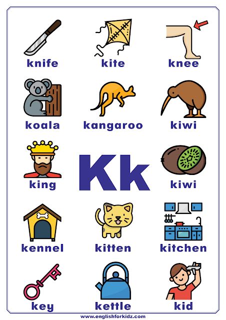 Letter K Worksheets, Flash Cards, Coloring Pages. English alphabet for kids. Letter K words. #ESL Letter K Pictures, Letters K, K Alphabet, K Words, K Words For Kids, K Letter, Letter K Words, Letter K Preschool, Preschool Alphabet Letters