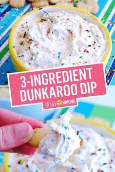 #TheUltimateTartarSauce 3 Ingredient Dunkaroo Dip, How To Make Dunkaroo Dip, Dips Dessert Easy, Easy Dunkaroo Dip, Easy 3 Ingredient Meals, Diy Dunkaroo Dip, Football Party Foods Desserts, Dunk A Roo Dip Recipe, Cake Mix Dip Funfetti